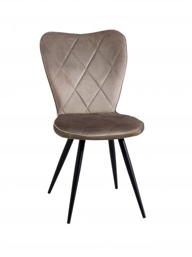 Chaise velour taupe - pieds métal SERAPHINE