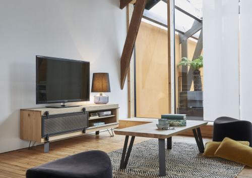 Meuble TV 1 porte 2 niches FUSION