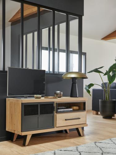 Petit meuble TV 1 porte 1 tiroir 1 niche GALLERY